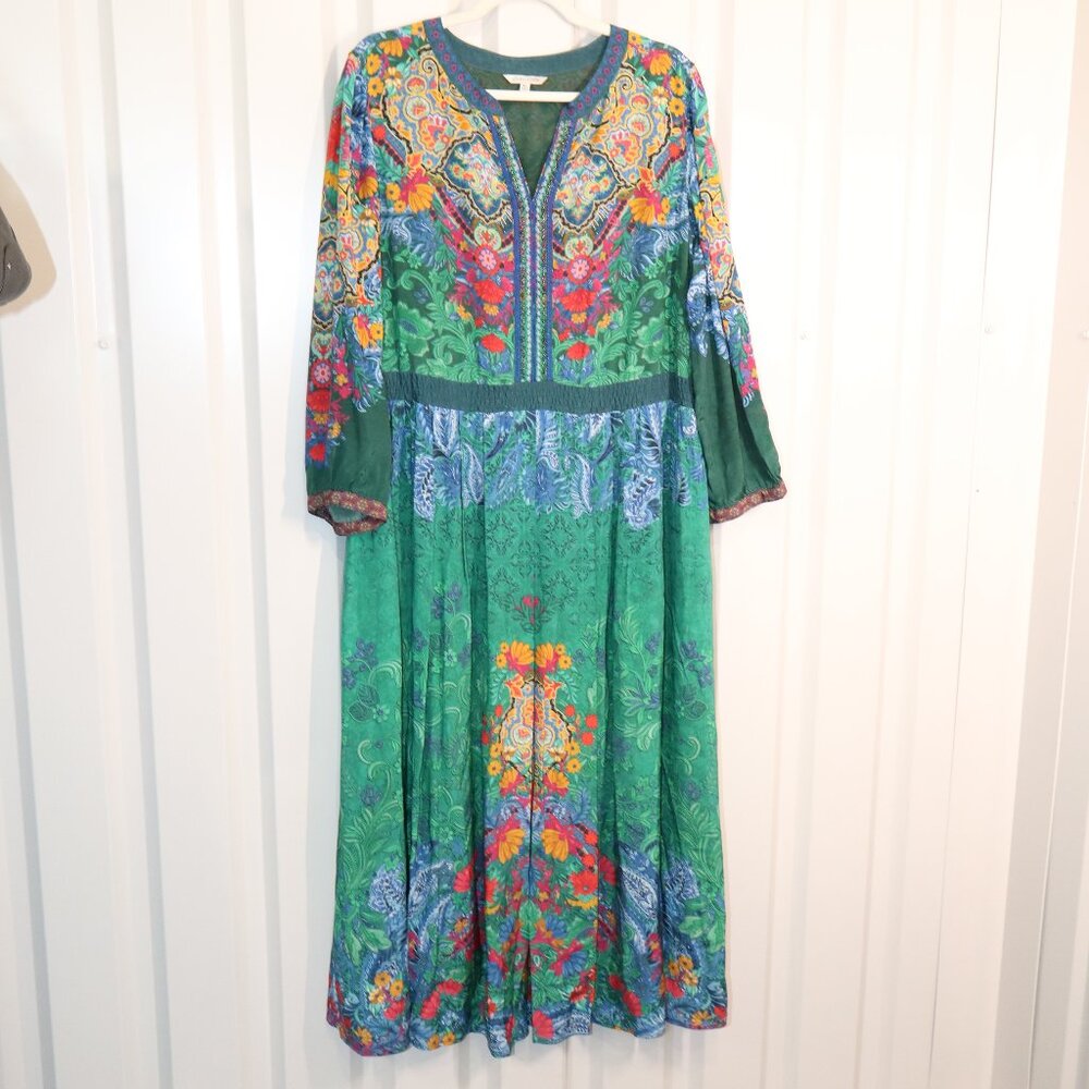 John Mark Green Floral Boho Midi Dress